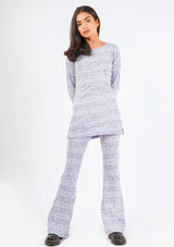 Side Slit Knit Top - blue white candy stripes (summer knit)