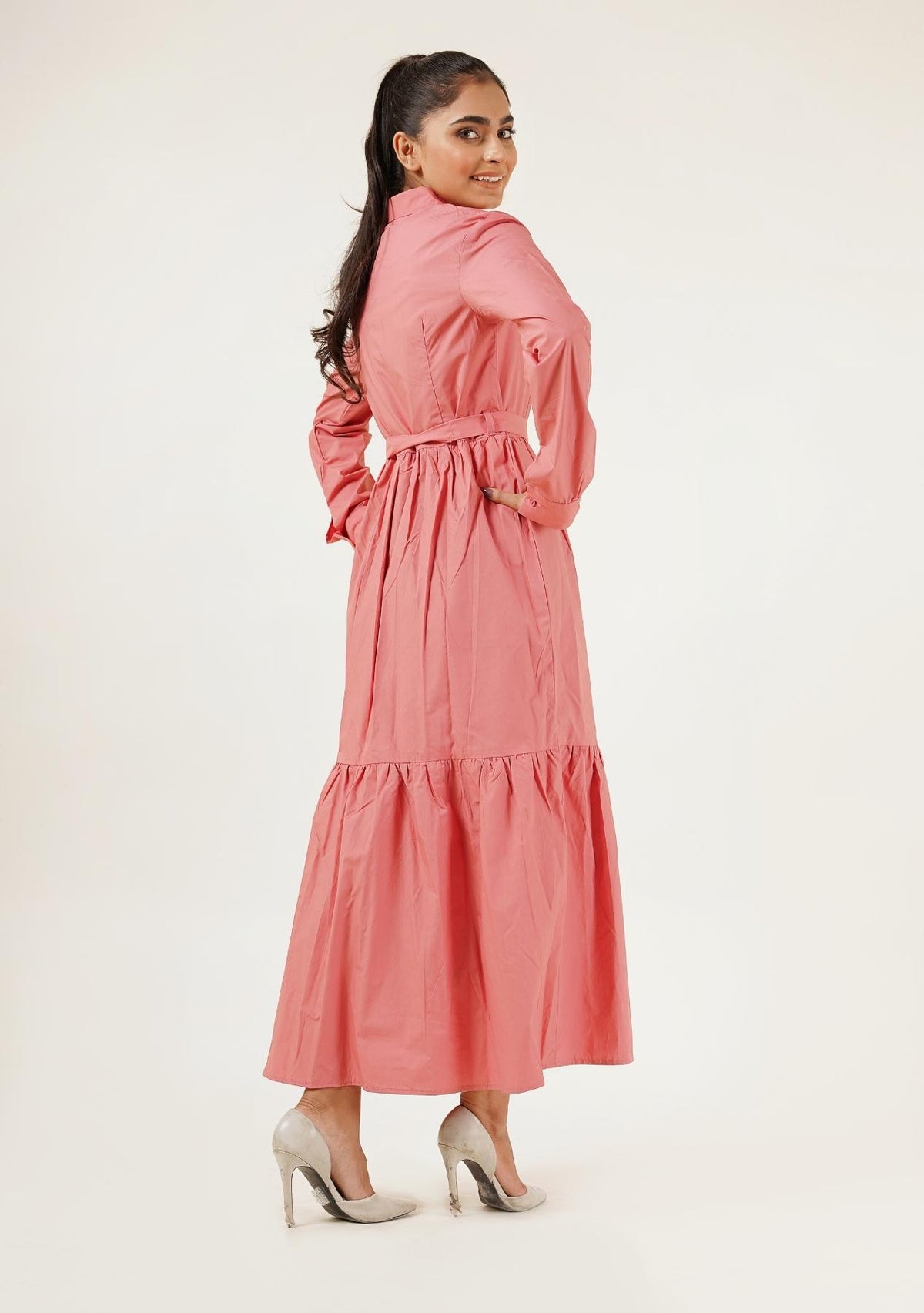 Light pink long sleeve maxi dress hotsell