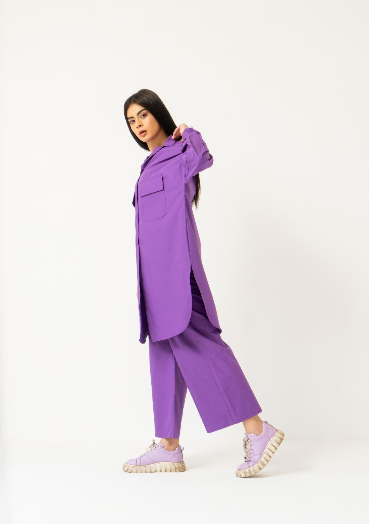 High Waisted Culotte Pant - purple