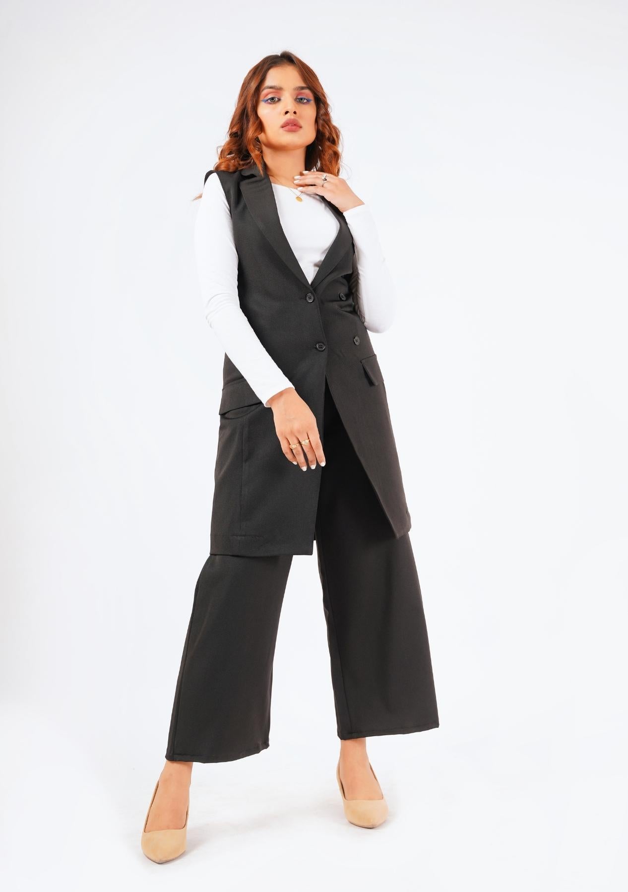 Long Vest - Black