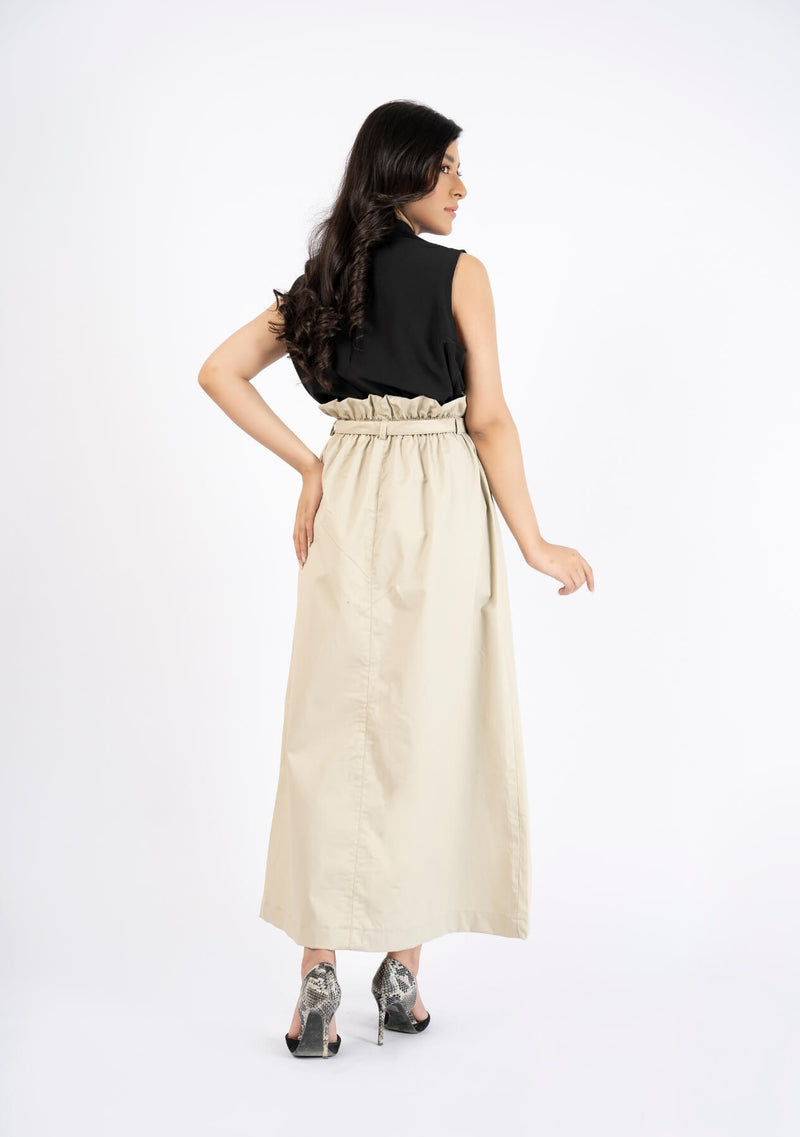 Paper Bag Skirt - Beige