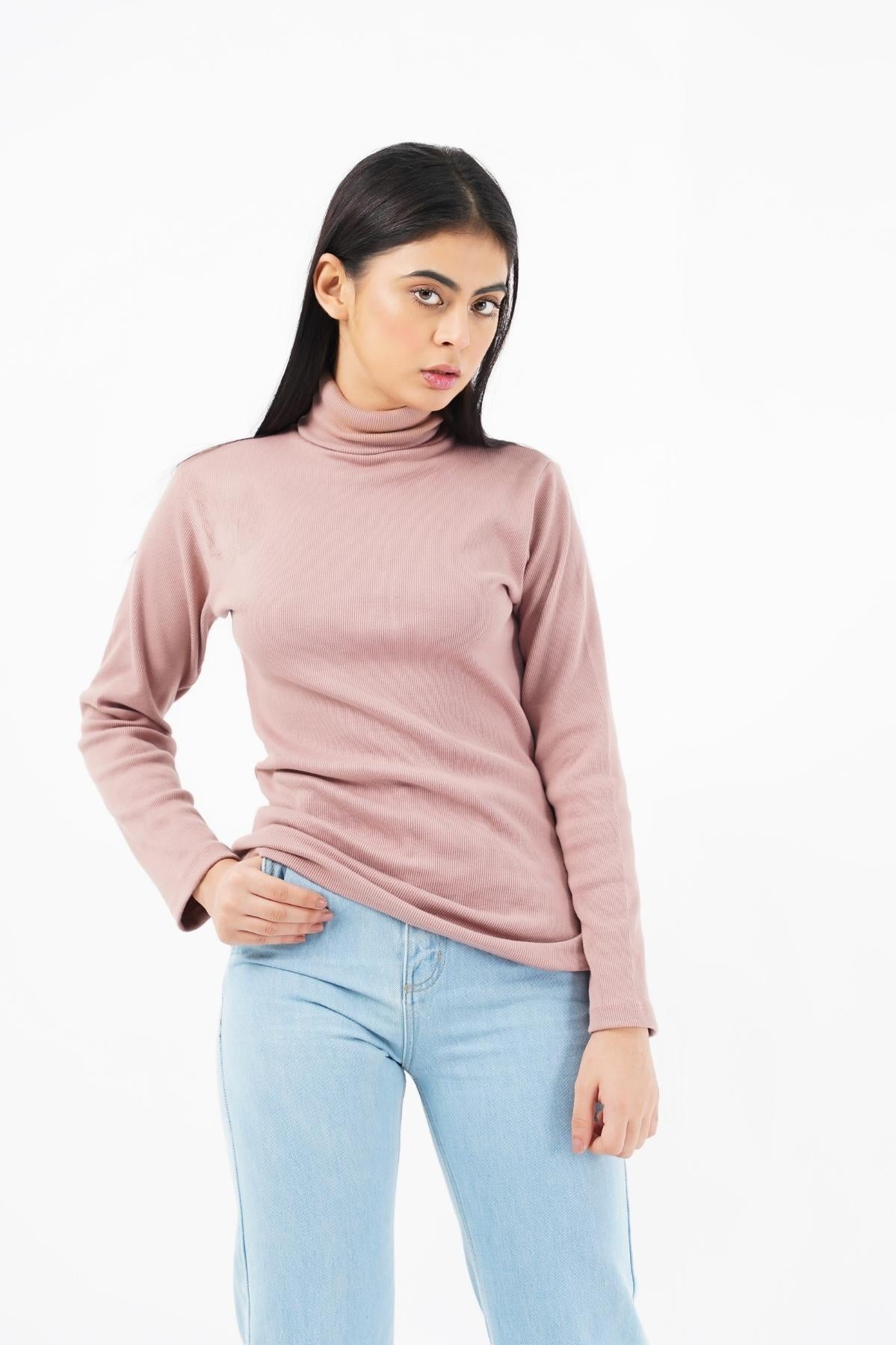 Turtleneck Top - tea pink