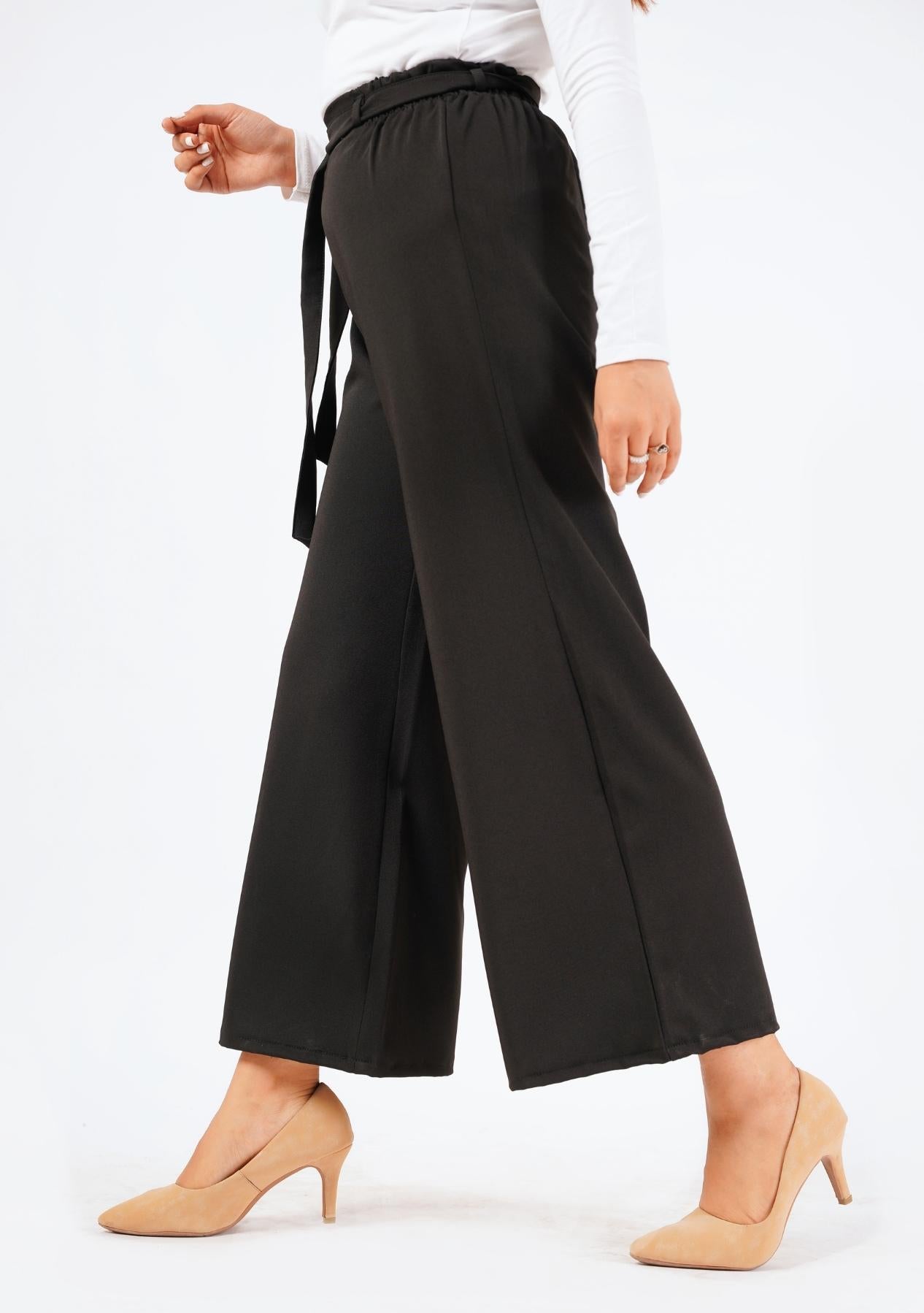 Tie Waist Culotte - black