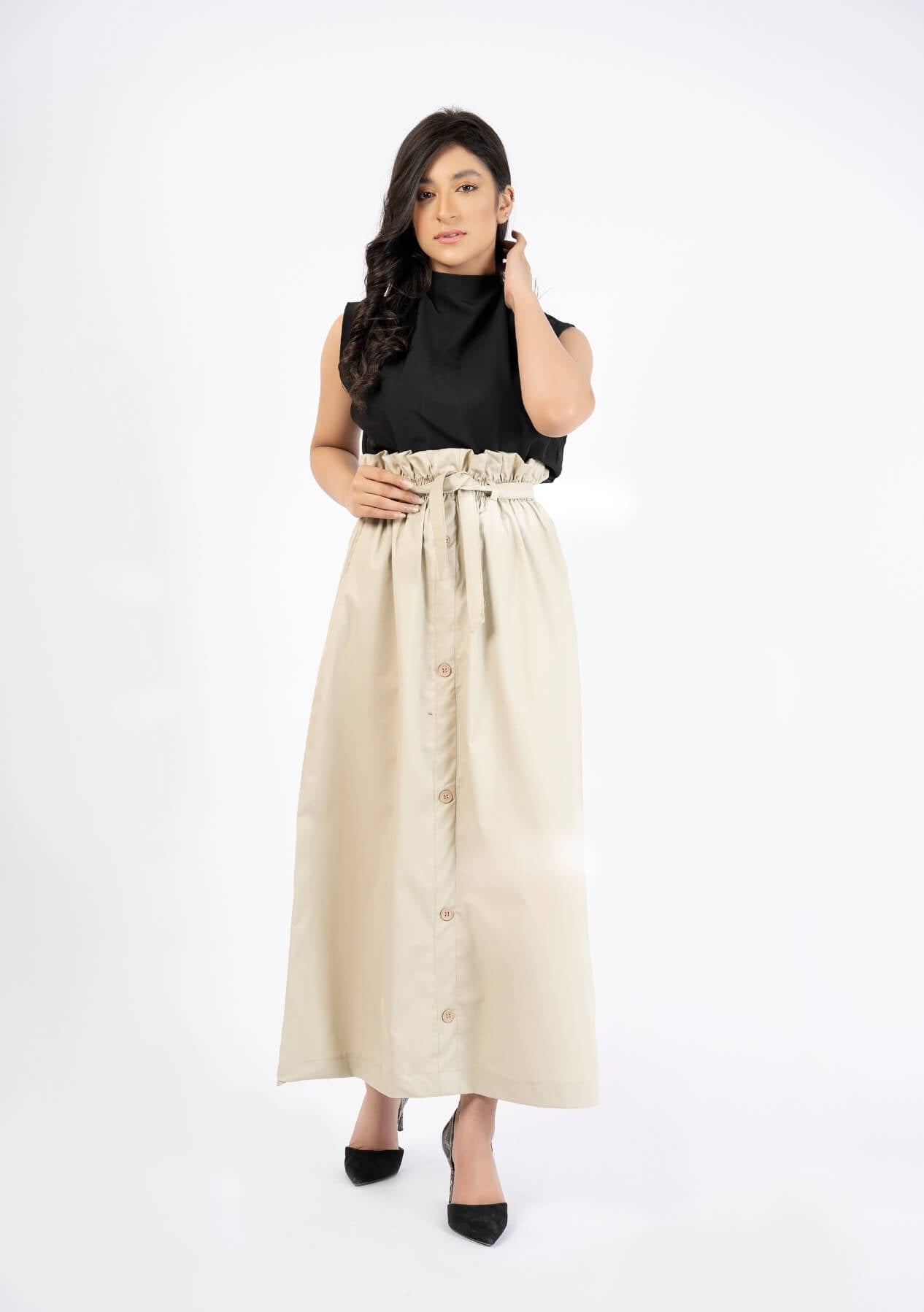 Paper Bag Skirt - Beige