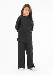 Girls Oversized Knit Top - Black