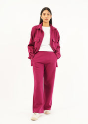 Fleece Wide Leg Pant with Pocket - magenta