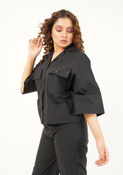 Boxy Pocket Fit Shirt - black