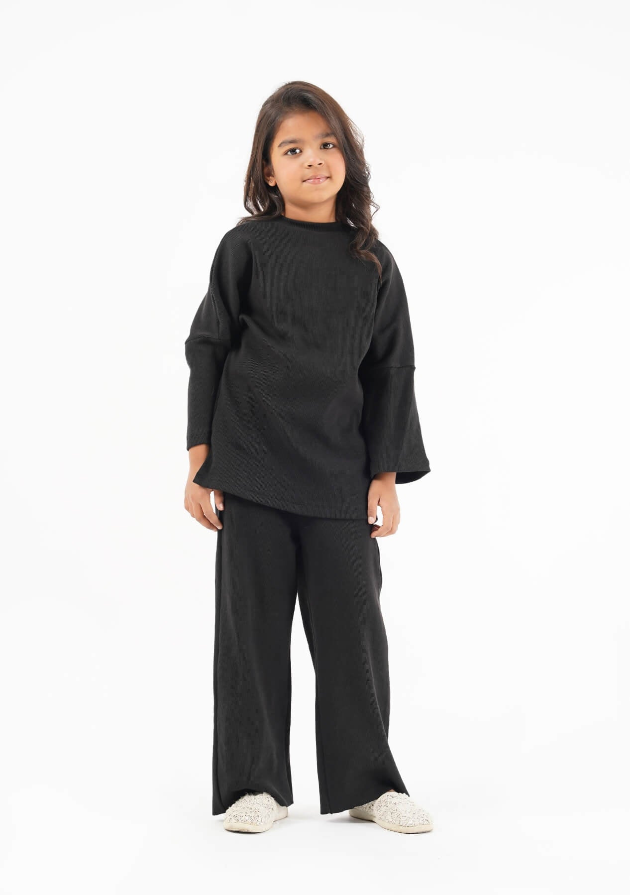 Girls Oversized Knit Top - Black