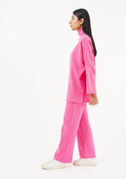 Fleece Wide Leg Pant with Pocket - fuchsia pink