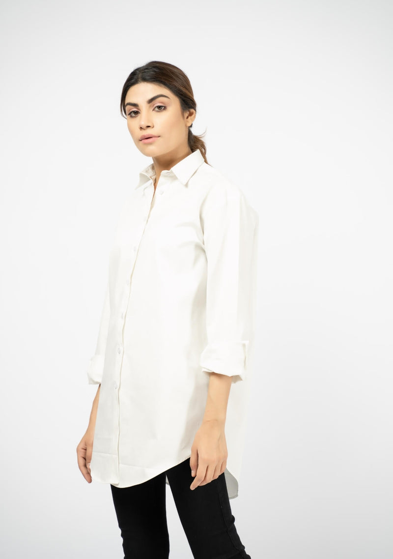 Oversized Flowy Shirt - White
