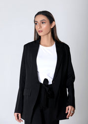 High Rise Wide Leg Pant - Black (Polyester)