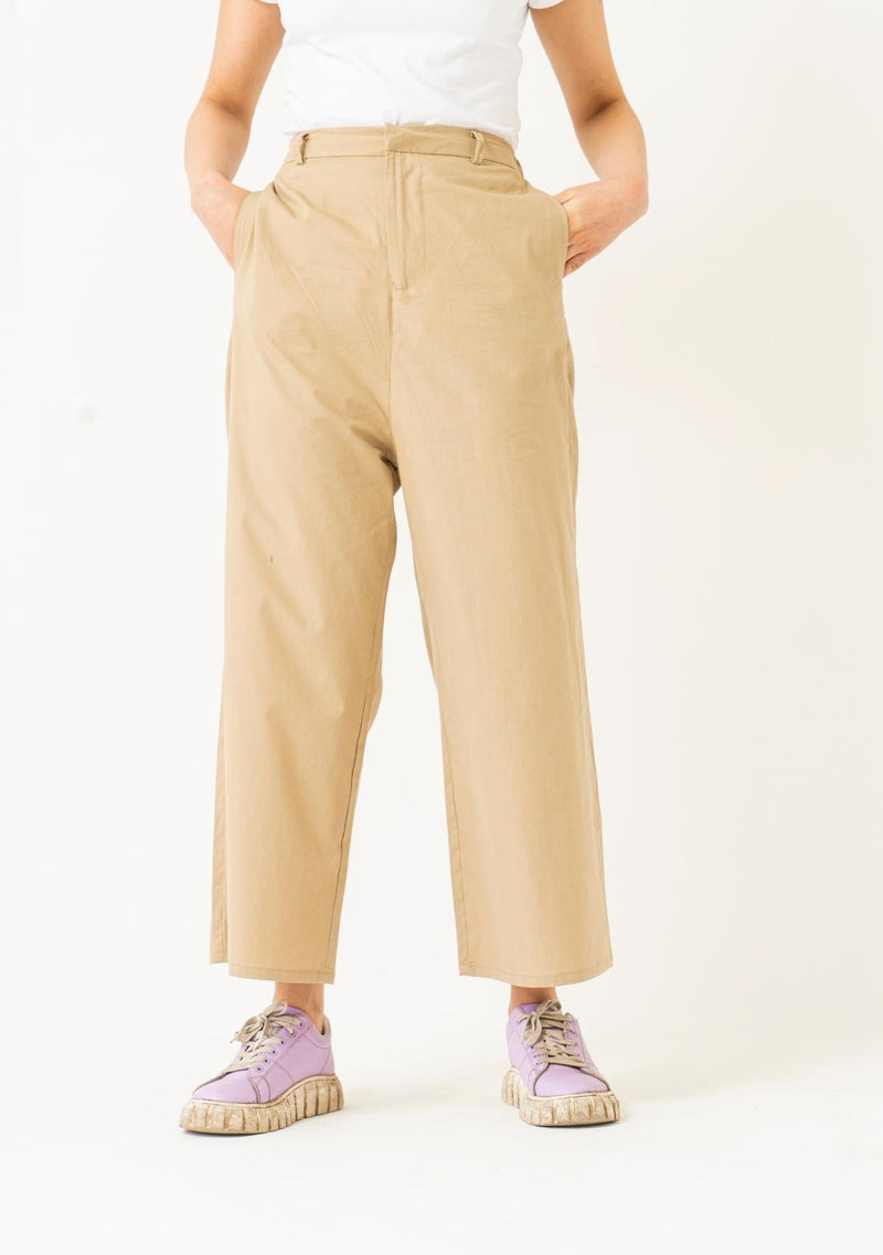 High Waisted Culotte Pant - khaki