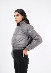 Cropped Puffer Jacket - Grey