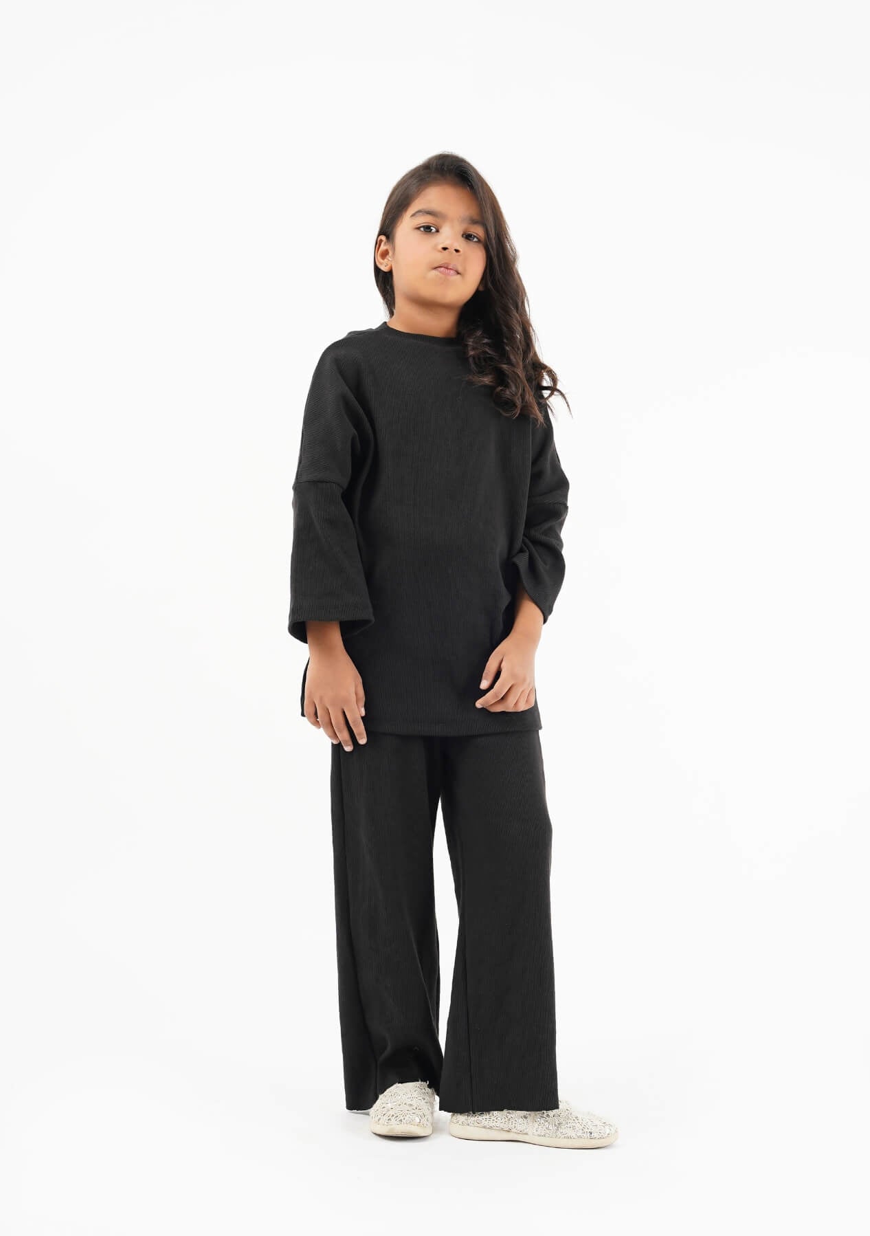 Girls Oversized Knit Top - Black