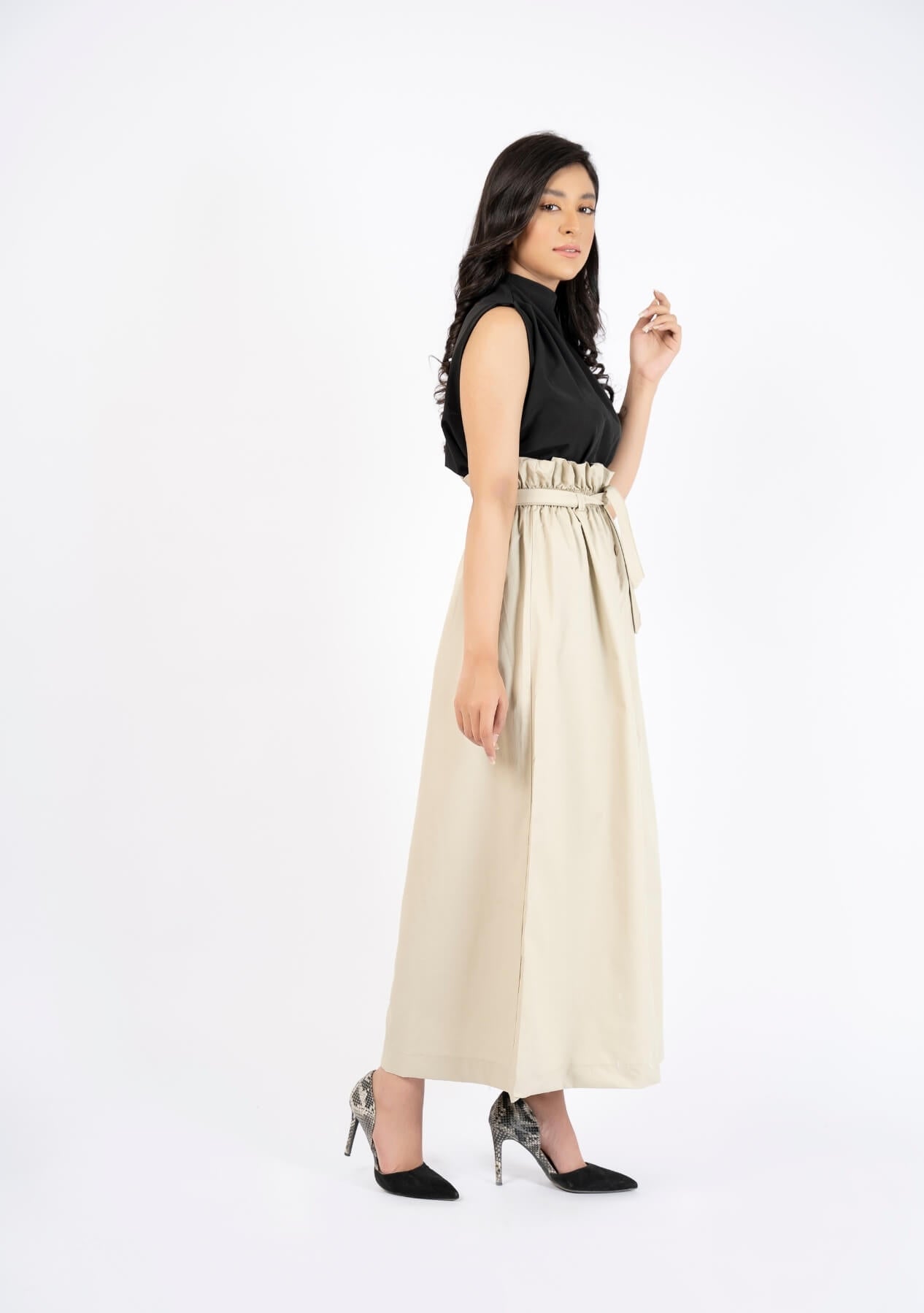 Paper Bag Skirt - Beige