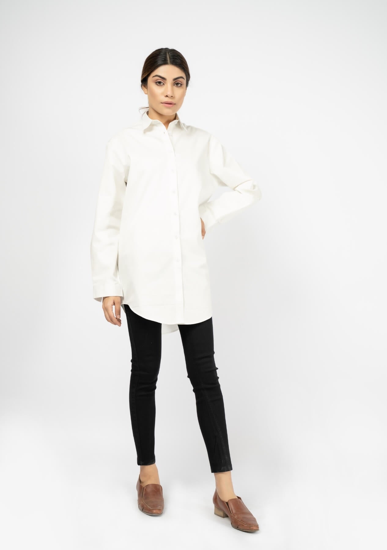 Oversized Flowy Shirt - White