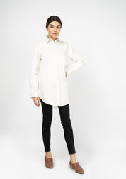 Oversized Flowy Shirt - White