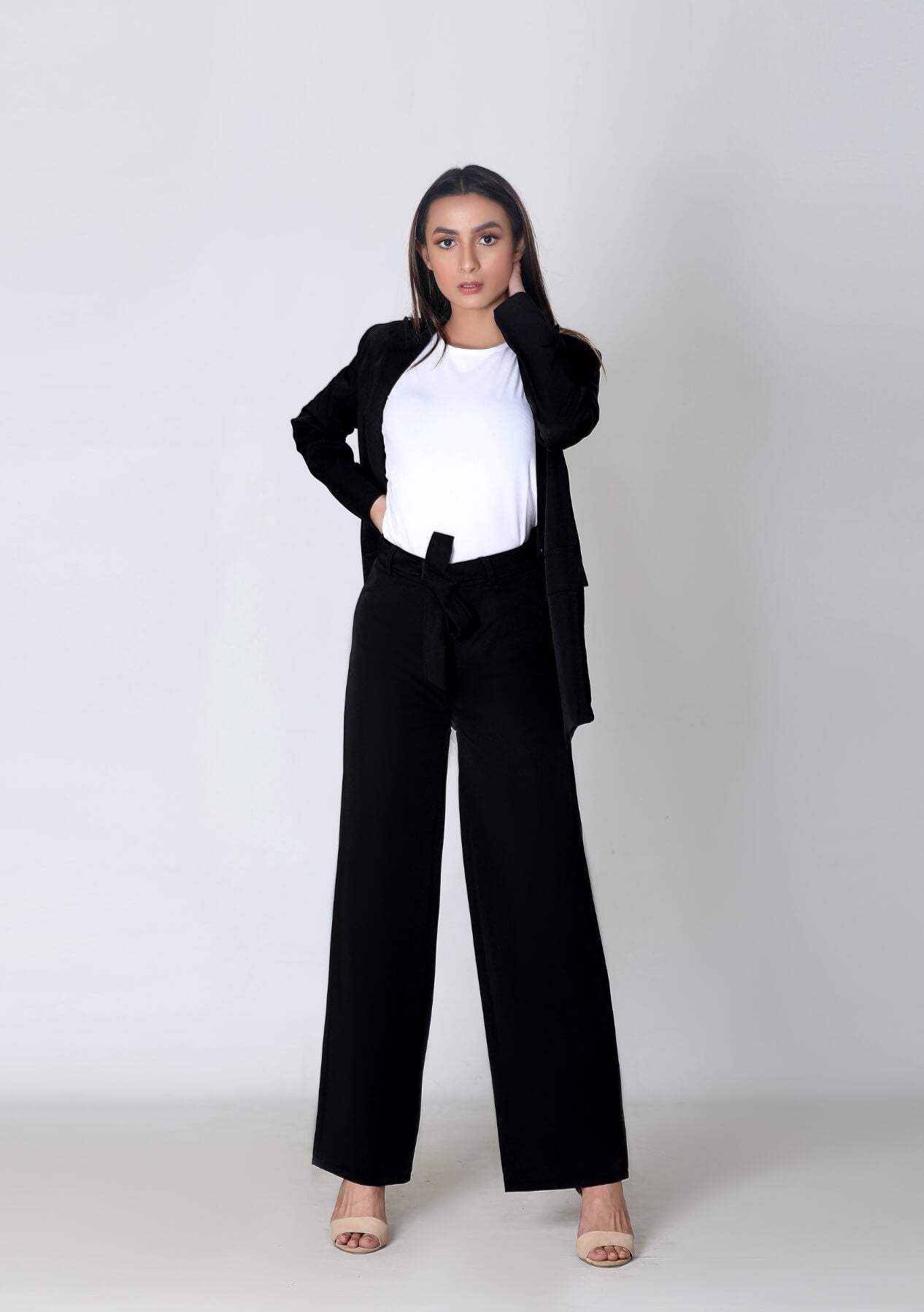 High Rise Wide Leg Pant - Black (Polyester)
