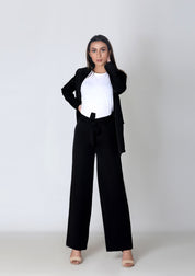 High Rise Wide Leg Pant - Black (Polyester)