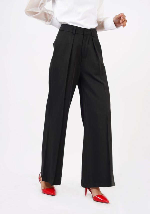 Pleated Flared Pant - black