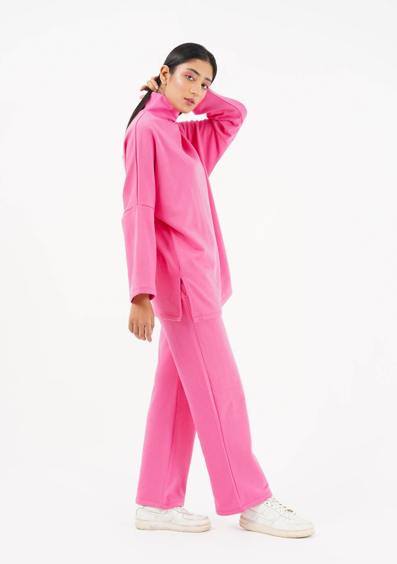 Fleece Wide Leg Pant with Pocket - fuchsia pink