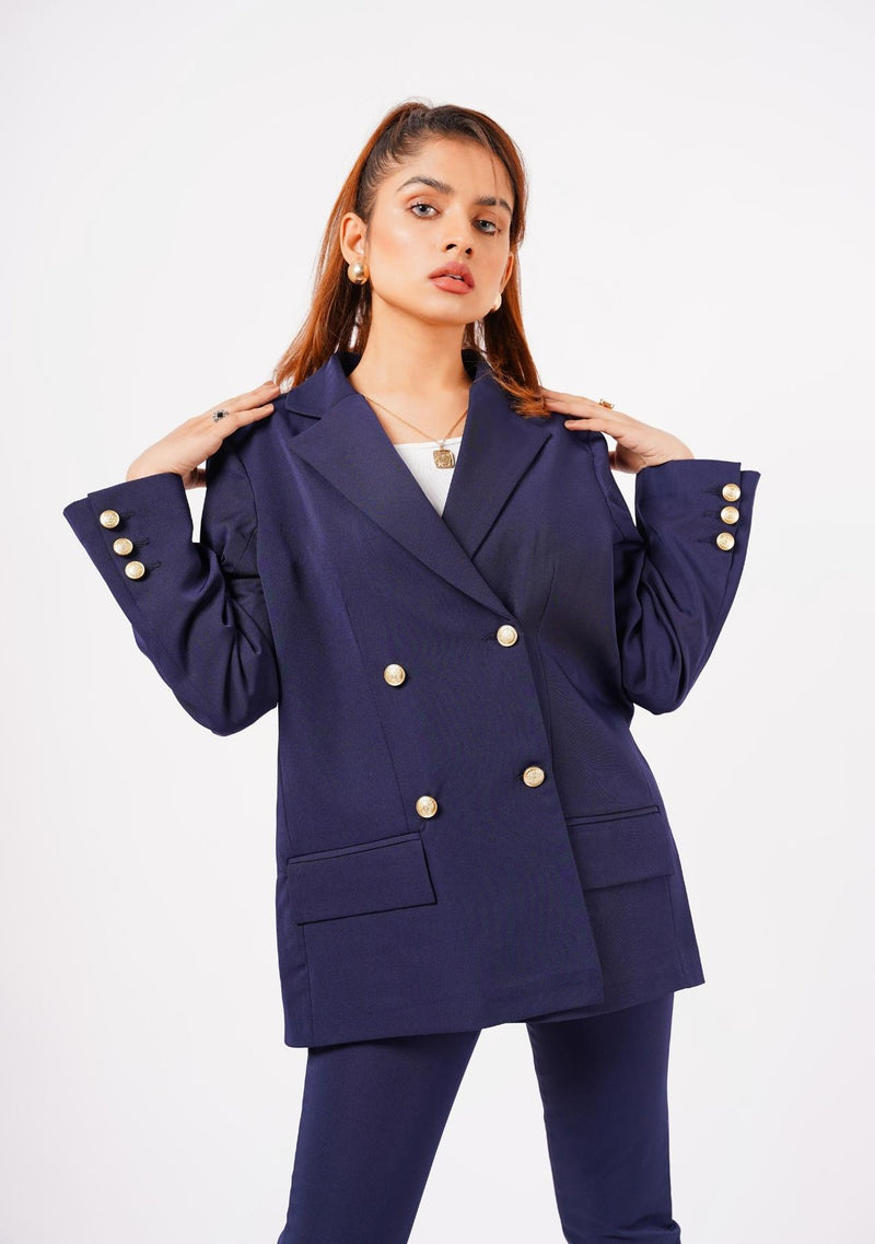 Double Breasted Blazer - navy blue