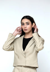 Cropped Blazer - Beige