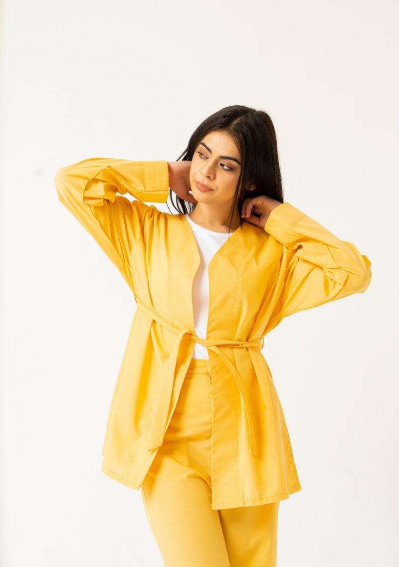 Short Belted Kimono - classic yellow