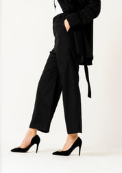 High Waisted Culotte Pant - Black (cotton)