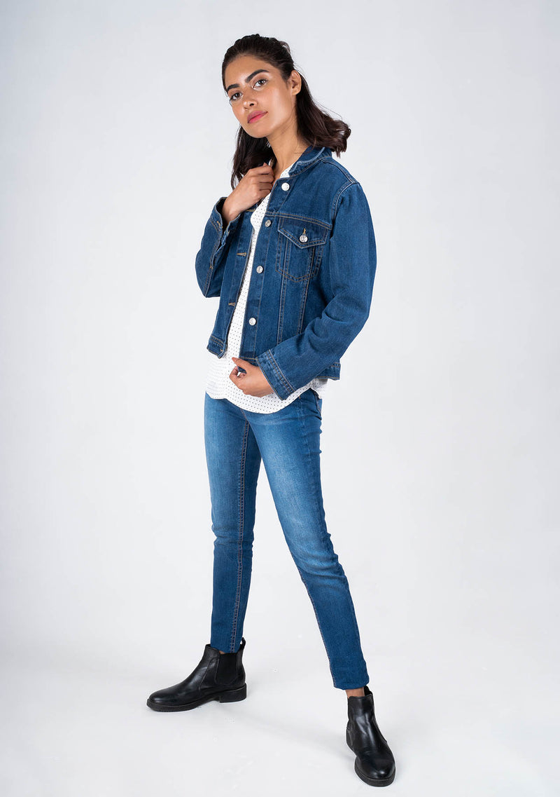 Dark Blue Denim Jacket - Winter Fashion 2021 - 999.com.pk