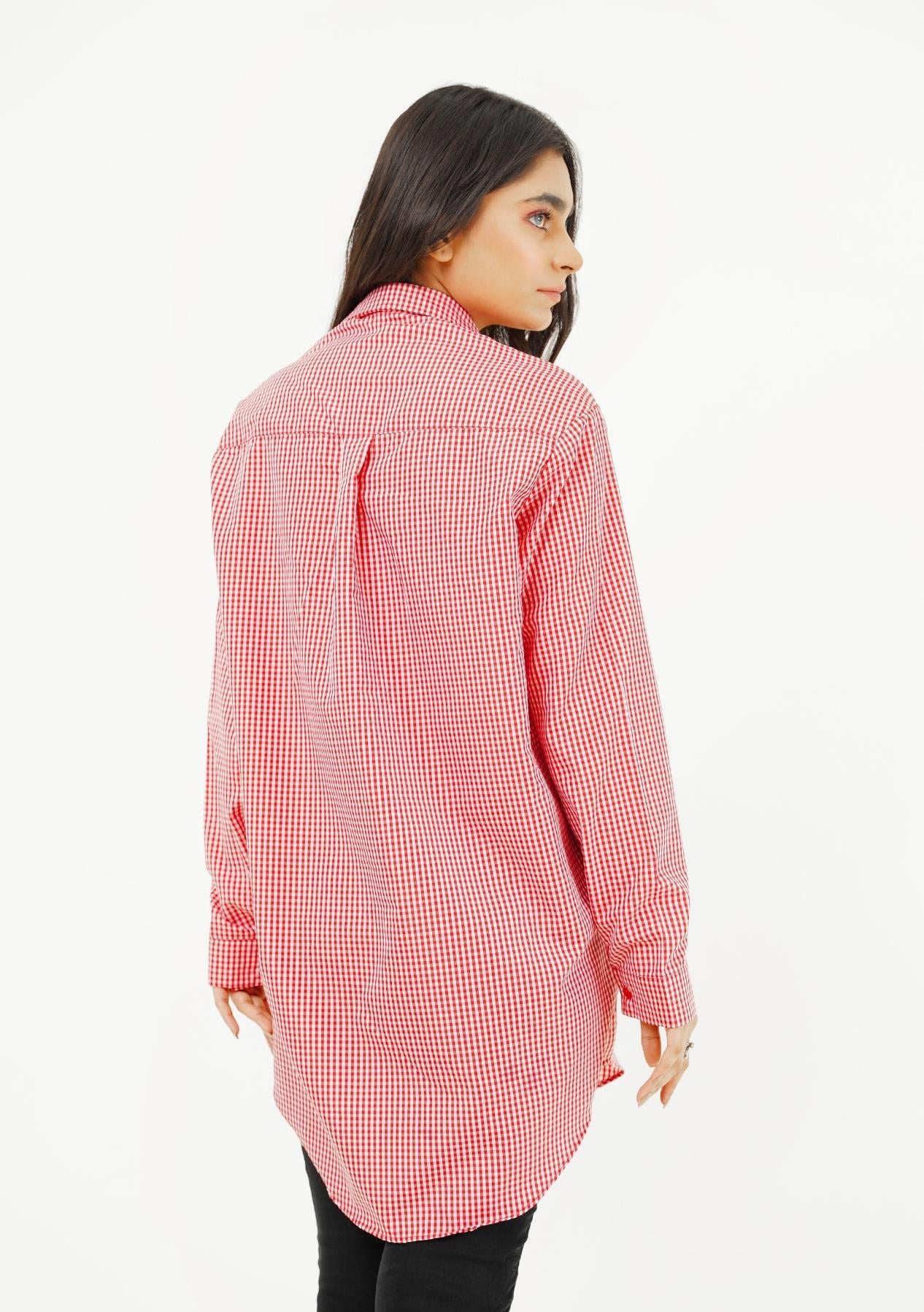 Oversized Shirt - red white gingham check