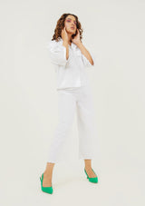 High Waisted Culotte Pant with Pleat - white