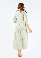 V Neck Collared Dress - light green