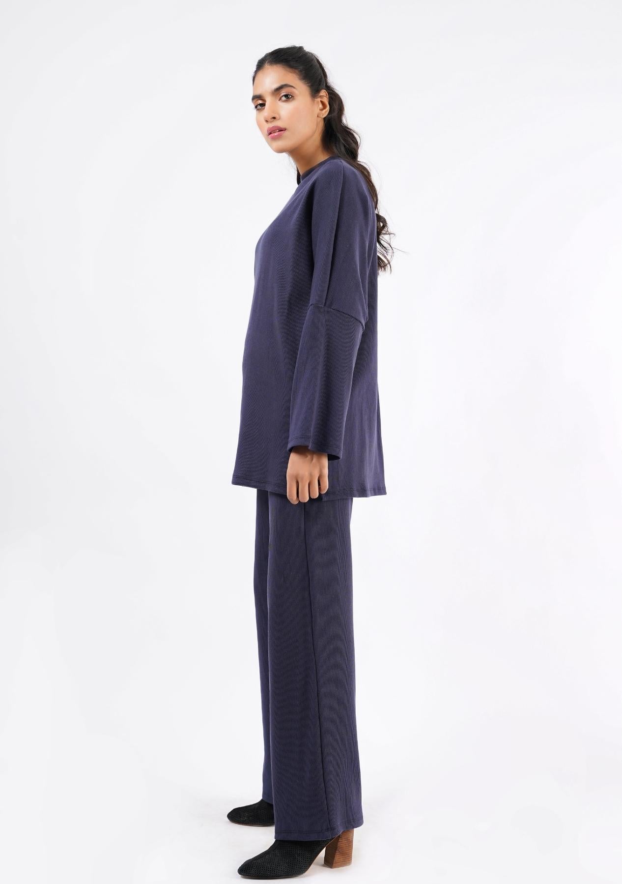 Oversized Knit Top - navy blue