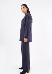 Oversized Knit Top - navy blue