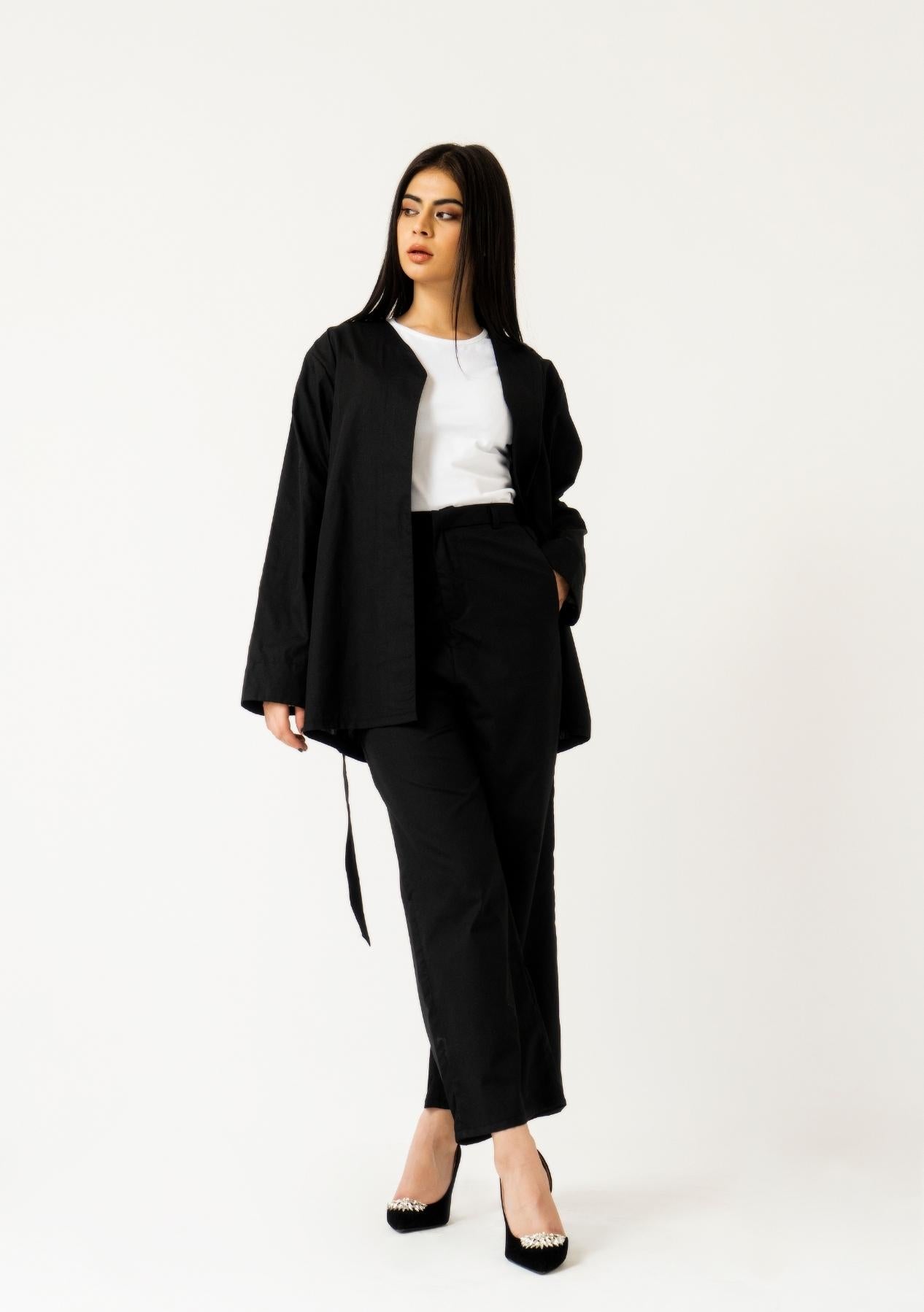 High Waisted Culotte Pant - Black (cotton)