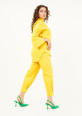 Pleated Cuff Ankle Trouser - classic yellow