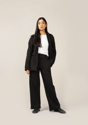 Fleece Wide Leg Pant with Pocket - Black