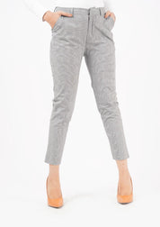 Straight Pant with Pocket - grey grid check