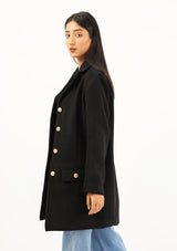 Fitted Wool Coat - black