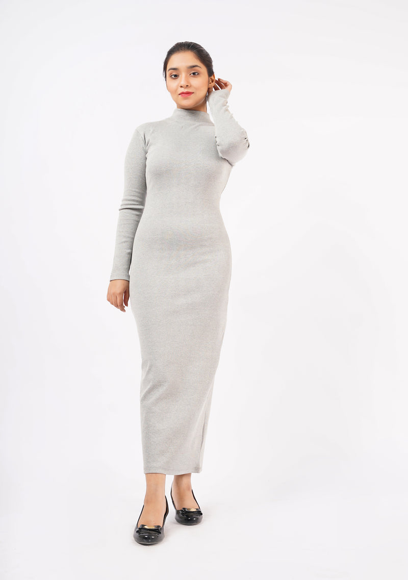 Long Knitted Dress - light grey