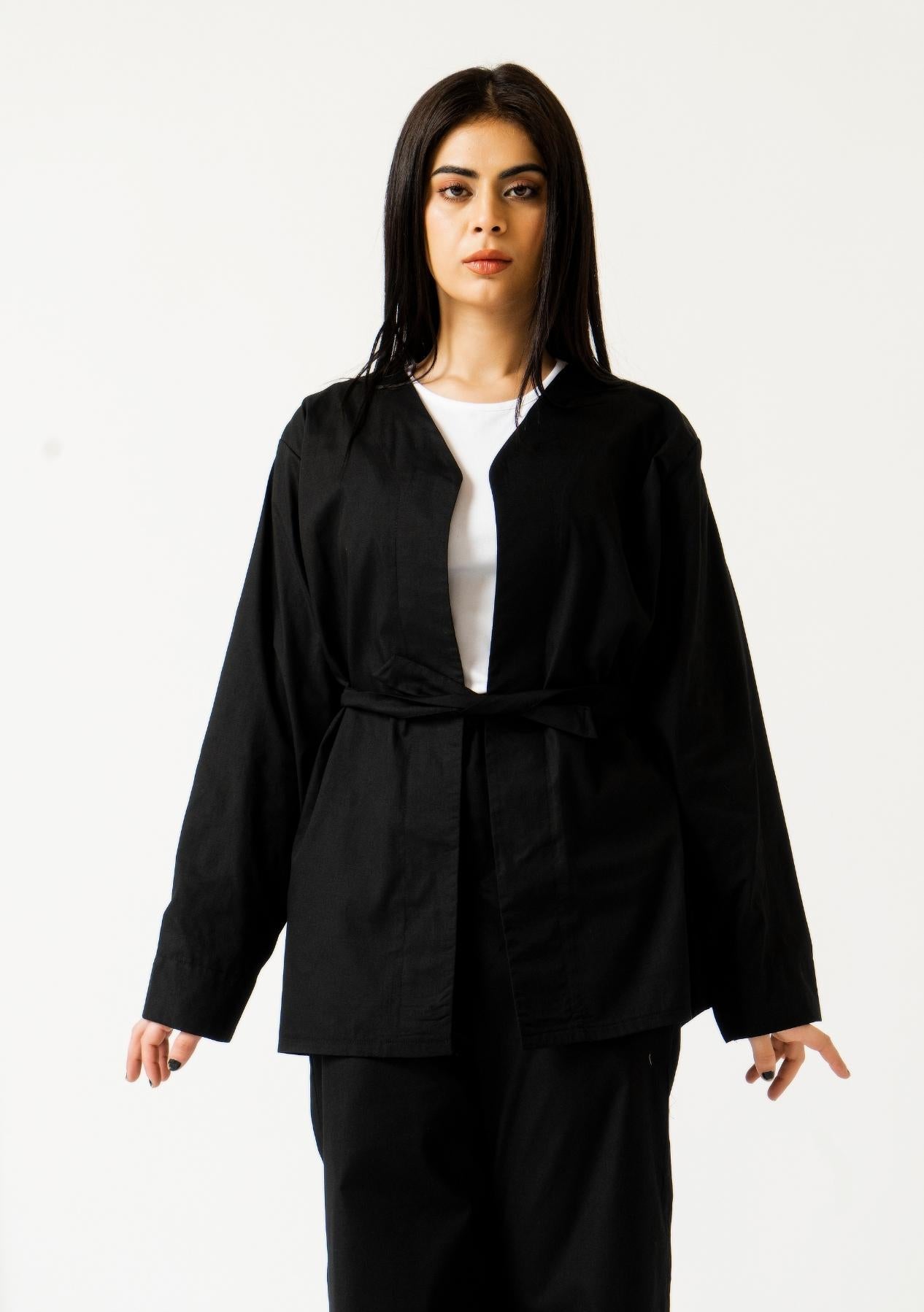 Short Belted Kimono - Black