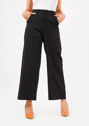 High Rise Wide Leg Pant with Pocket - black