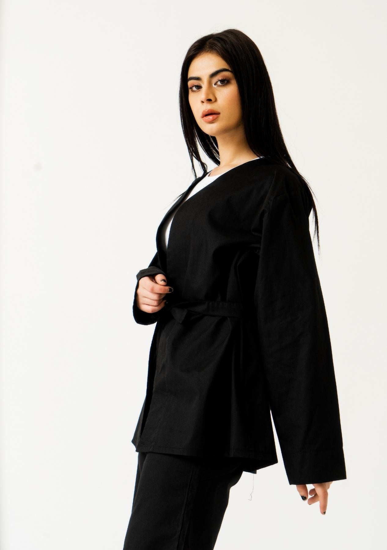 Short Belted Kimono - Black