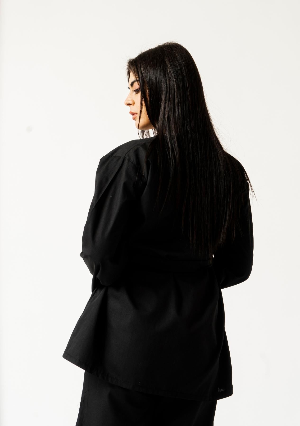 Short Belted Kimono - Black