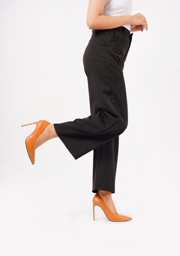 High Rise Wide Leg Pant with Pocket - black