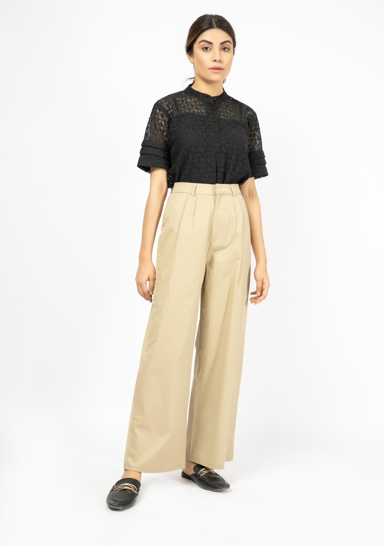 High Rise Wide Leg Pleated Pant - Women Wide Leg Pant Pakistan