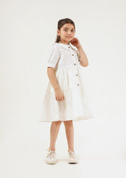 Girls Peter Pan Collar Dress - White