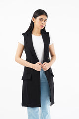 Long Vest Wool - Black