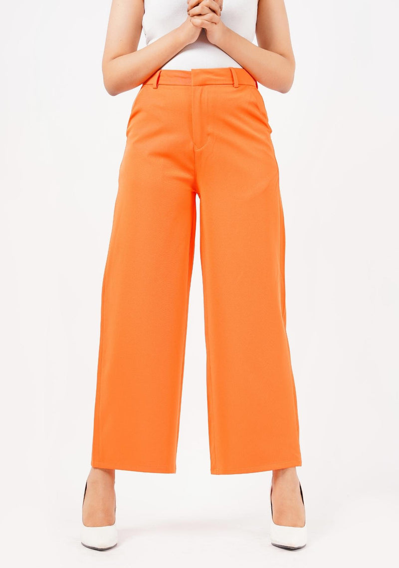 High Rise Wide Leg Pant with Pocket - orange
